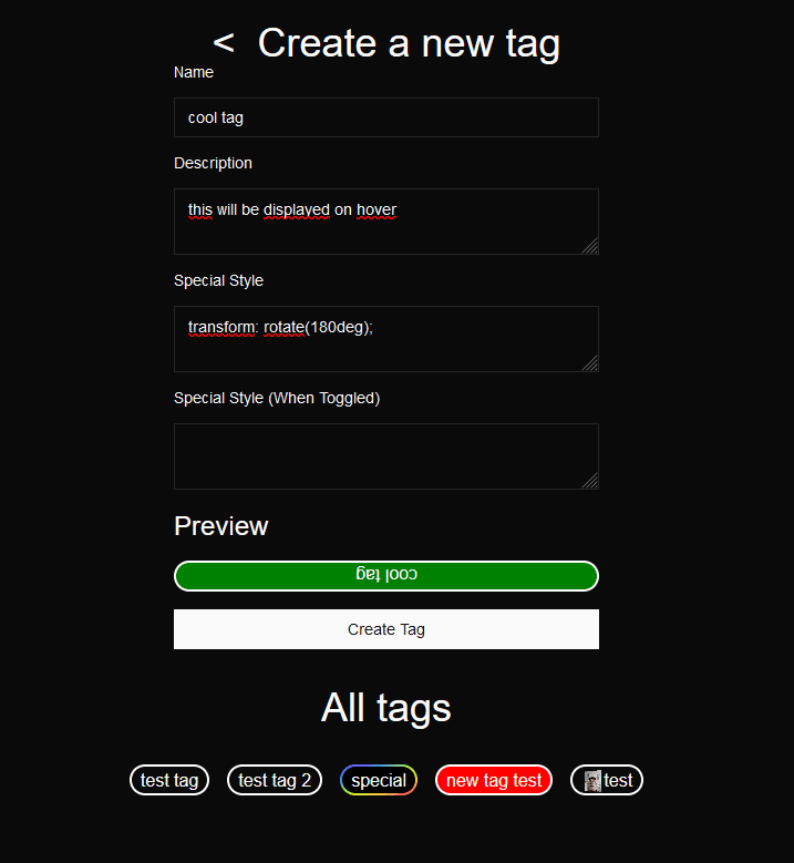 new tag form